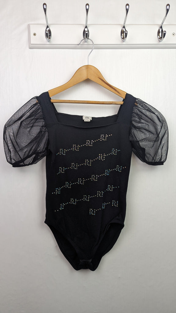 River Island Black Diamante Bodysuit - Girls 9-10 Years River Island Used, Preloved, Preworn & Second Hand Baby, Kids & Children's Clothing UK Online. Cheap affordable. Brands including Next, Joules, Nutmeg Morrisons, TU, F&F, H&M.