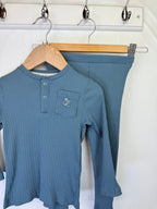 River Island Blue Ribbed Top & Leggings - Boys 12 - 18 Months - Little Ones Preloved. Second Hand Children's & Preloved Baby, Kids, Girls & Boys Clothes. UK online