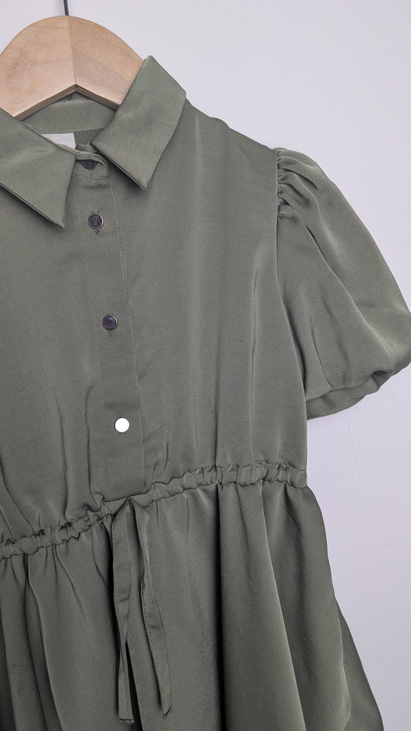 River Island Khaki Freen Puff Sleeve Dress - Girls 5-6 Years Little Ones Preloved Used, Preloved, Preworn & Second Hand Baby, Kids & Children's Clothing UK Online. Cheap affordable. Brands including Next, Joules, Nutmeg Morrisons, TU, F&F, H&M.