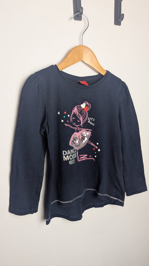 S. Oliver Navy Ballerina Long Sleeve Top - Girls 4-5 Years Little Ones Preloved Used, Preloved, Preworn & Second Hand Baby, Kids & Children's Clothing UK Online. Cheap affordable. Brands including Next, Joules, Nutmeg Morrisons, TU, F&F, H&M.