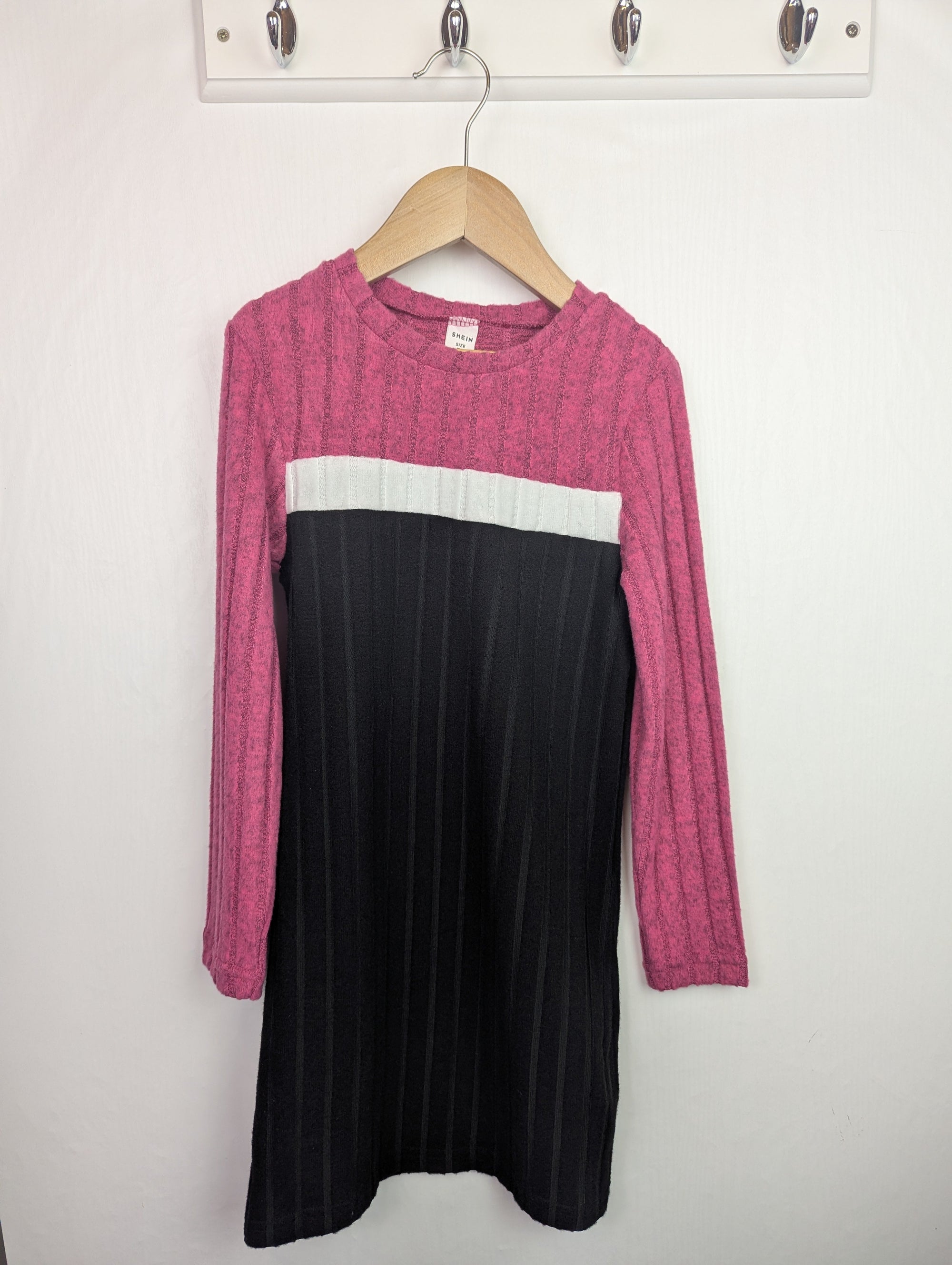 Shein Black & Pink Ribbed Dress - Girls 7 Years - Little Ones Preloved. Second Hand Children's & Preloved Baby, Kids, Girls & Boys Clothes. UK online