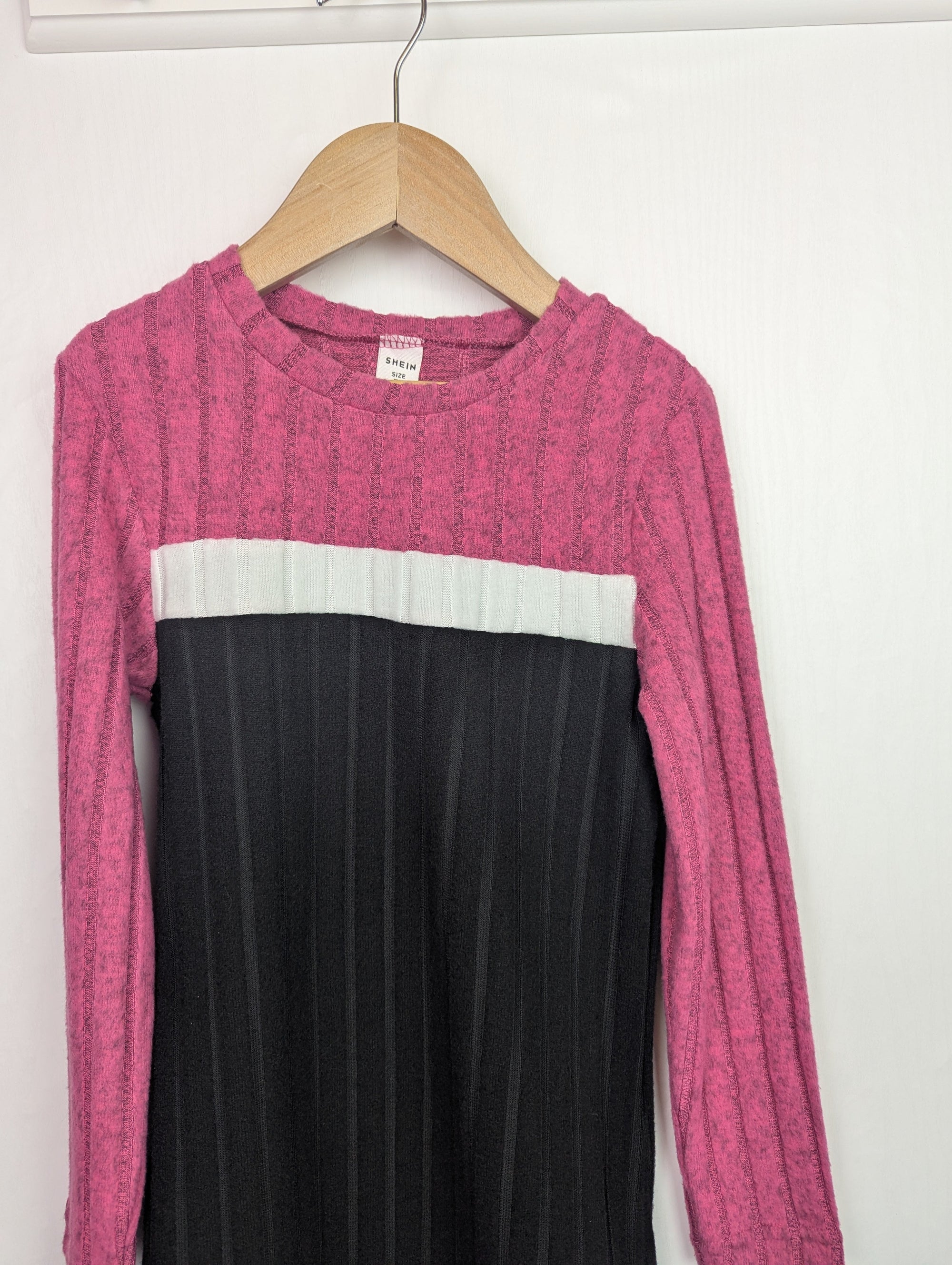 Shein Black & Pink Ribbed Dress - Girls 7 Years - Little Ones Preloved. Second Hand Children's & Preloved Baby, Kids, Girls & Boys Clothes. UK online