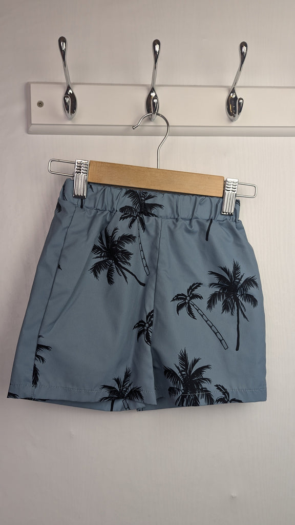 Shein Blue Palm Tree Shorts - Boys 5 Years Little Ones Preloved Used, Preloved, Preworn & Second Hand Baby, Kids & Children's Clothing UK Online. Cheap affordable. Brands including Next, Joules, Nutmeg Morrisons, TU, F&F, H&M.