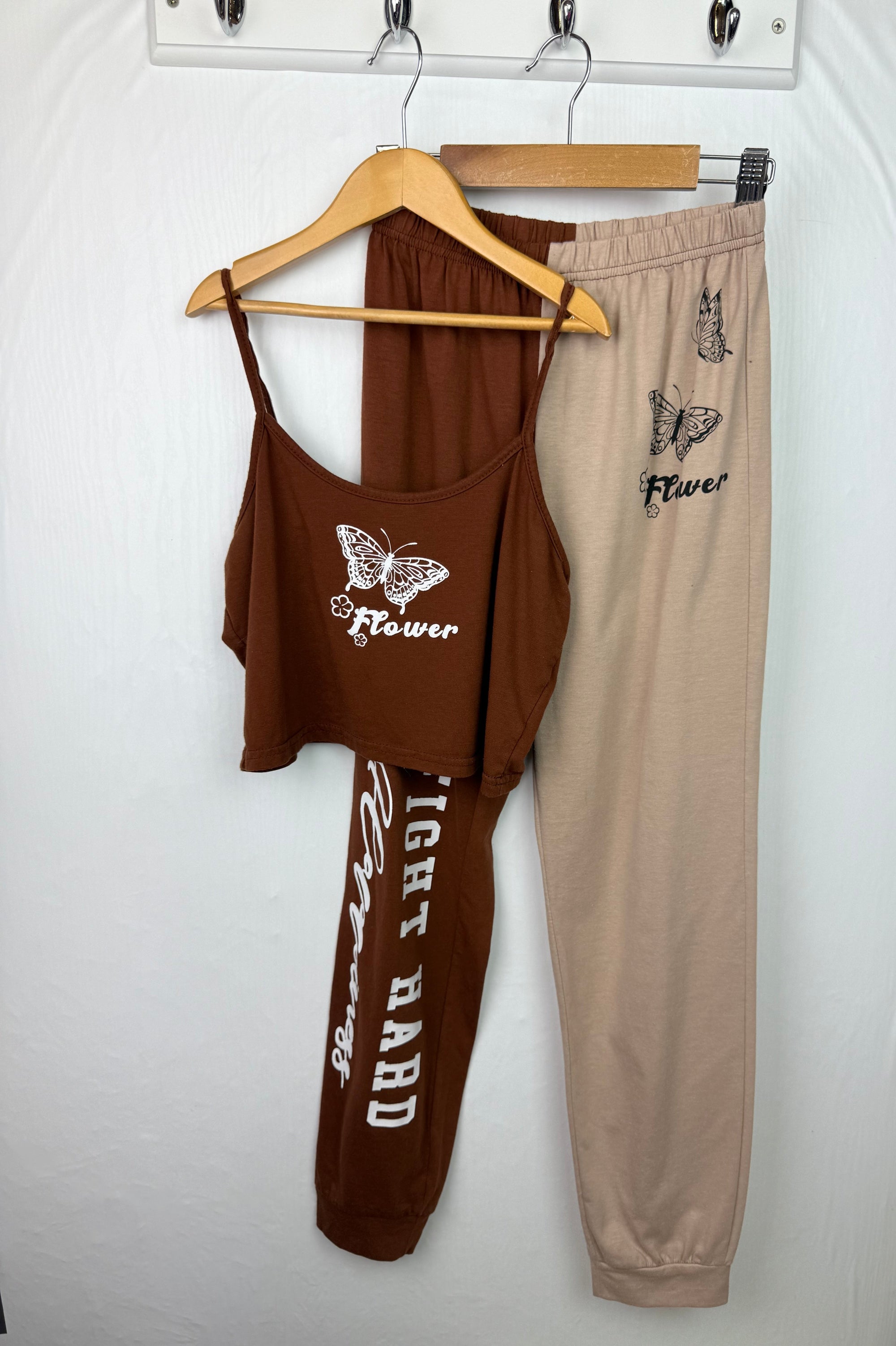 Shein Brown Butterfly Top & Bottoms Outfit - Girls 11 - 12 Years - Little Ones Preloved. Second Hand Children's & Preloved Baby, Kids, Girls & Boys Clothes. UK online