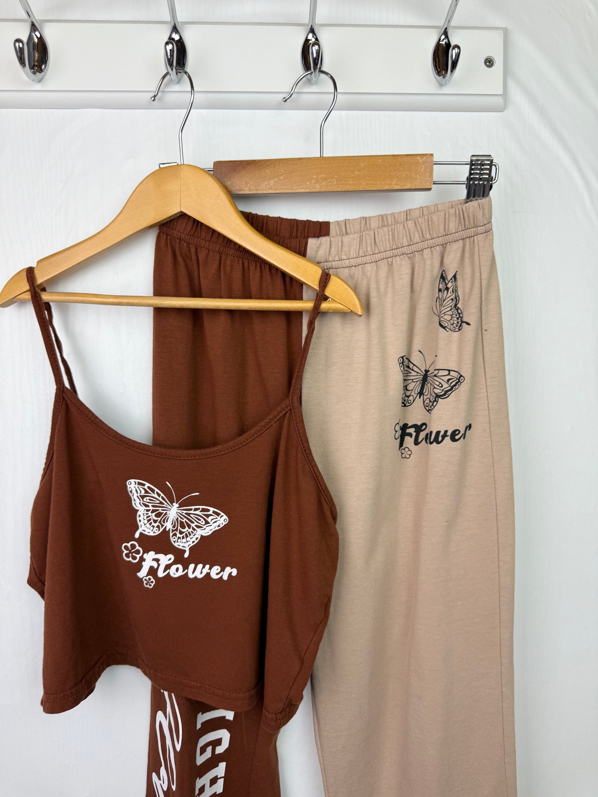 Shein Brown Butterfly Top & Bottoms Outfit - Girls 11 - 12 Years - Little Ones Preloved. Second Hand Children's & Preloved Baby, Kids, Girls & Boys Clothes. UK online