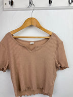 Shein Brown Ribbed Crop Top - Girls 11 - 12 Years - Little Ones Preloved. Second Hand Children's & Preloved Baby, Kids, Girls & Boys Clothes. UK online