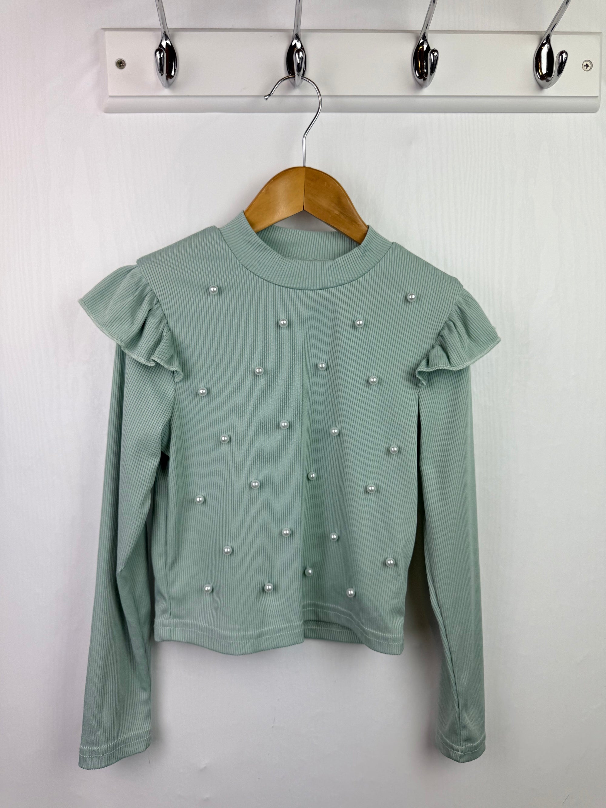 Shein Light Green Faux Pearl Top - Girls 8 Years - Little Ones Preloved. Second Hand Children's & Preloved Baby, Kids, Girls & Boys Clothes. UK online