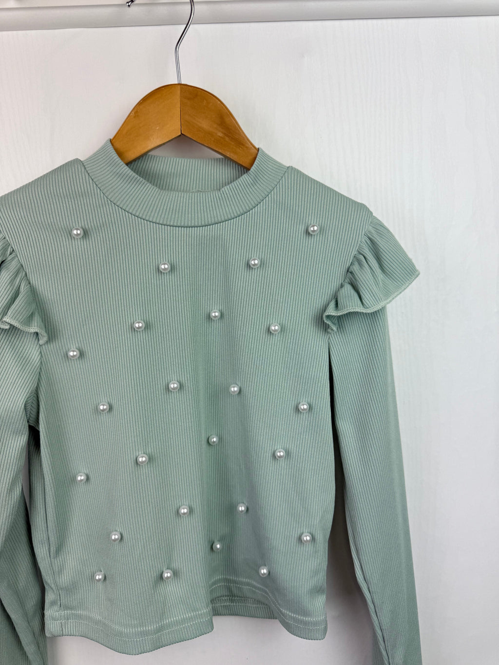 Shein Light Green Faux Pearl Top - Girls 8 Years - Little Ones Preloved. Second Hand Children's & Preloved Baby, Kids, Girls & Boys Clothes. UK online