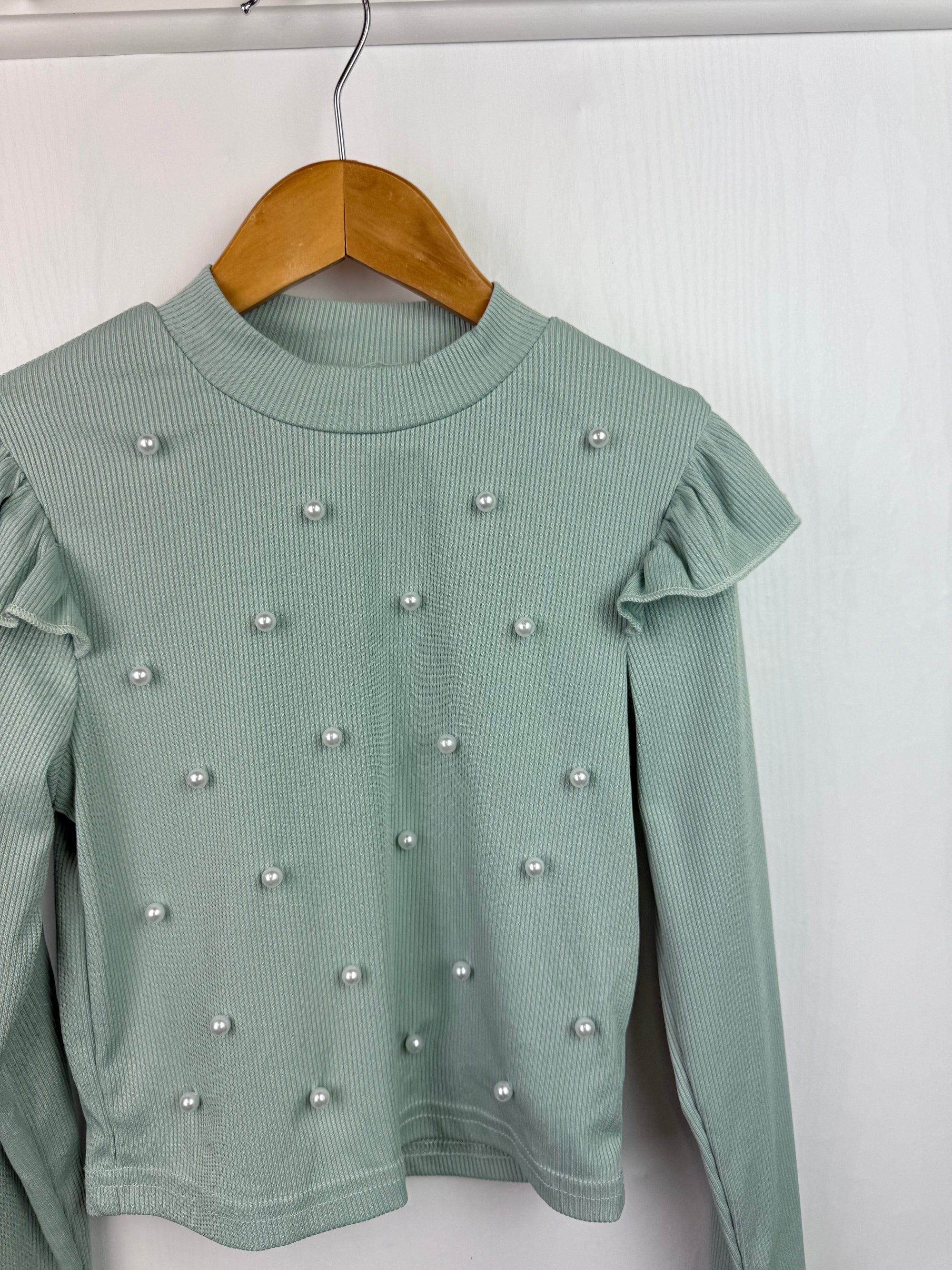 Shein Light Green Faux Pearl Top - Girls 8 Years - Little Ones Preloved. Second Hand Children's & Preloved Baby, Kids, Girls & Boys Clothes. UK online