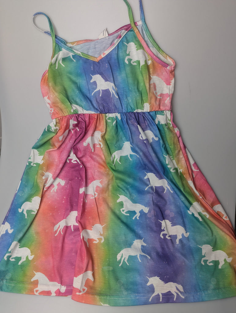 Shein Multi Unicorn Dress - Girls 9 Years Little Ones Preloved Used, Preloved, Preworn Baby, Girls & Boys Clothes. Kids & Children's second hand Clothing UK Online. Cheap affordable. Brands including Next, Joules, Nutmeg Morrisons, TU, F&F, H&M.