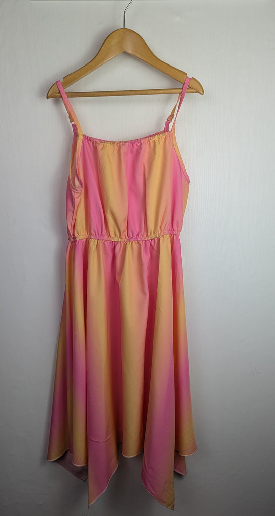 Shein Pink & Orange Ombre Hankerchief Dress - Girls 9 Years Little Ones Preloved Used, Preloved, Preworn Baby, Girls & Boys Clothes. Kids & Children's second hand Clothing UK Online. Cheap affordable. Brands including Next, Joules, Nutmeg Morrisons, TU, F&F, H&M.