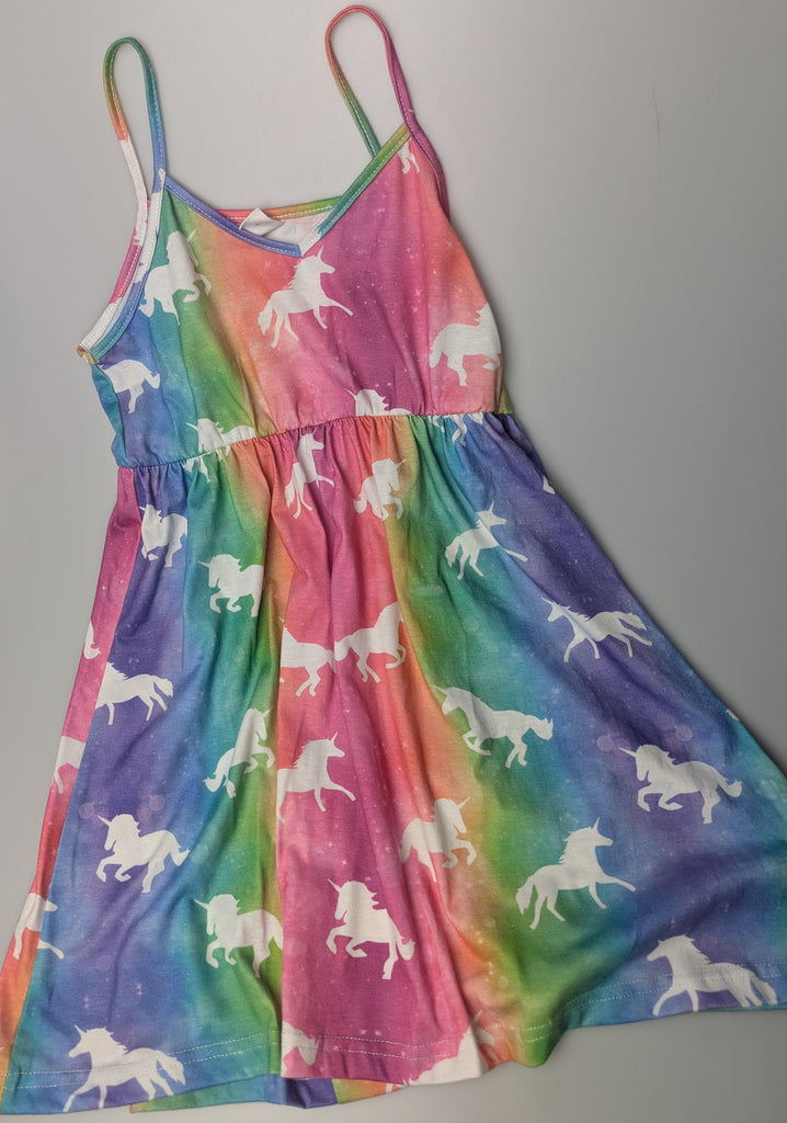 Shein Rainbow Unicorn Dress - Girls 8 Years Little Ones Preloved Used, Preloved, Preworn Baby, Girls & Boys Clothes. Kids & Children's second hand Clothing UK Online. Cheap affordable. Brands including Next, Joules, Nutmeg Morrisons, TU, F&F, H&M.