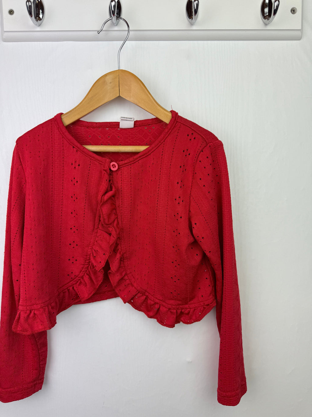 Shein Red Eyelet Cardigan - Girls 6 Years - Little Ones Preloved. Second Hand Children's & Preloved Baby, Kids, Girls & Boys Clothes. UK online