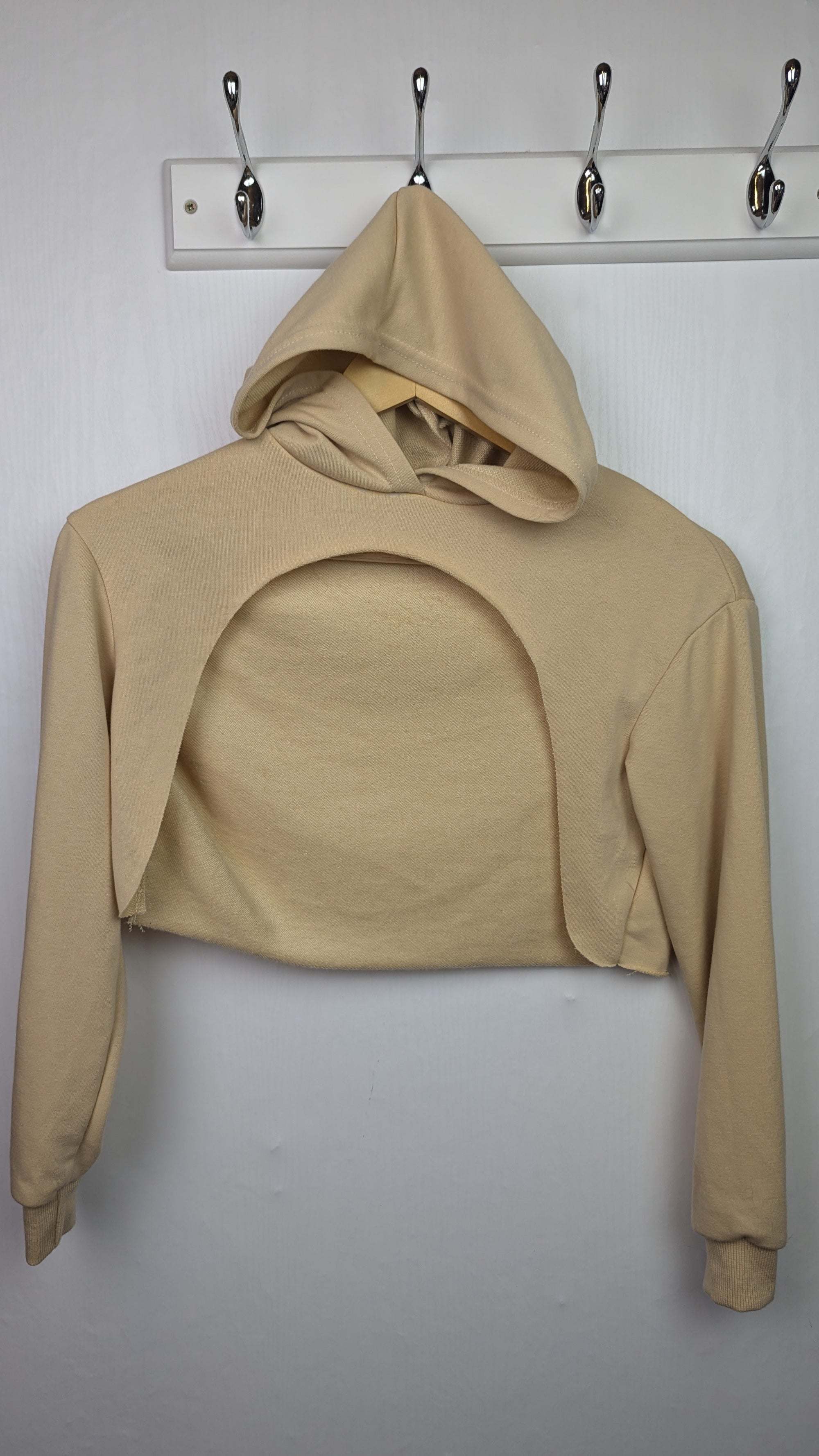 Shein Tan Cut - Out Crop Hoodie - Girls 11 - 12 Years - Little Ones Preloved. Second Hand Children's & Preloved Baby, Kids, Girls & Boys Clothes. UK online