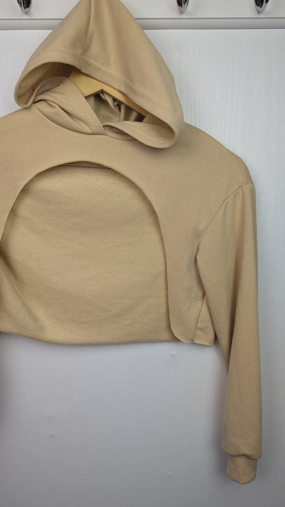 Shein Tan Cut-Out Crop Hoodie - Girls 11-12 Years Shein Used, Preloved, Preworn & Second Hand Baby, Kids & Children's Clothing UK Online. Cheap affordable. Brands including Next, Joules, Nutmeg Morrisons, TU, F&F, H&M.