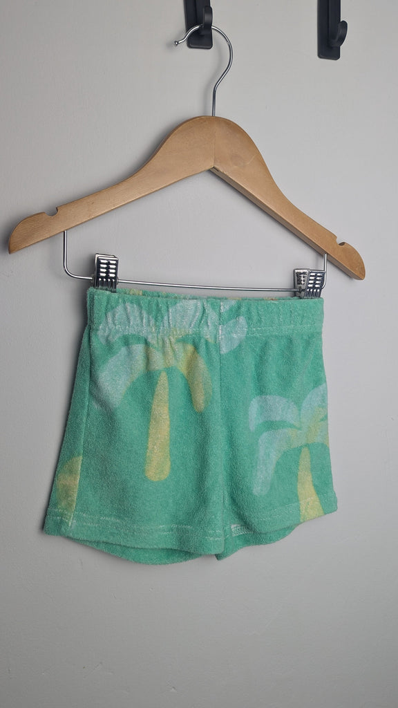 So Cute Green Palm Tree Towel Shorts - Boys 9-12 Months Little Ones Preloved Used, Preloved, Preworn Baby, Girls & Boys Clothes. Kids & Children's second hand Clothing UK Online. Cheap affordable. Brands including Next, Joules, Nutmeg Morrisons, TU, F&F, H&M.