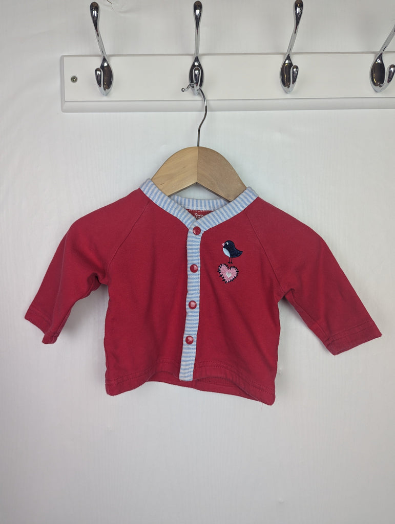 Sprout Red Cardigan - Girls 0-3 Months Little Ones Preloved Used, Preloved, Preworn Baby, Girls & Boys Clothes. Kids & Children's second hand Clothing UK Online. Cheap affordable. Brands including Next, Joules, Nutmeg Morrisons, TU, F&F, H&M.