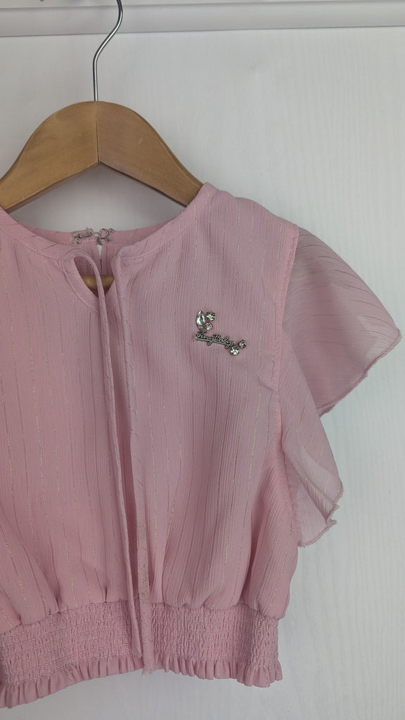 TB Pink & Silver Flare Sleeve Top - Girls 2-3 Years Tiny Baby Used, Preloved, Preworn & Second Hand Baby, Kids & Children's Clothing UK Online. Cheap affordable. Brands including Next, Joules, Nutmeg Morrisons, TU, F&F, H&M.