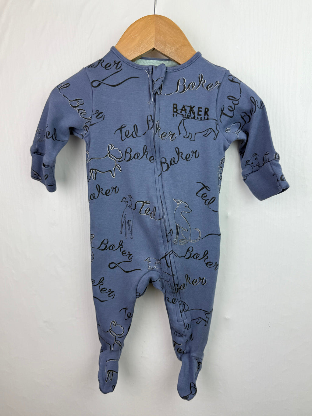 Ted Baker Blue Sleepsuit - Boys 0 - 3 Months - Little Ones Preloved. Second Hand Children's & Preloved Baby, Kids, Girls & Boys Clothes. UK online