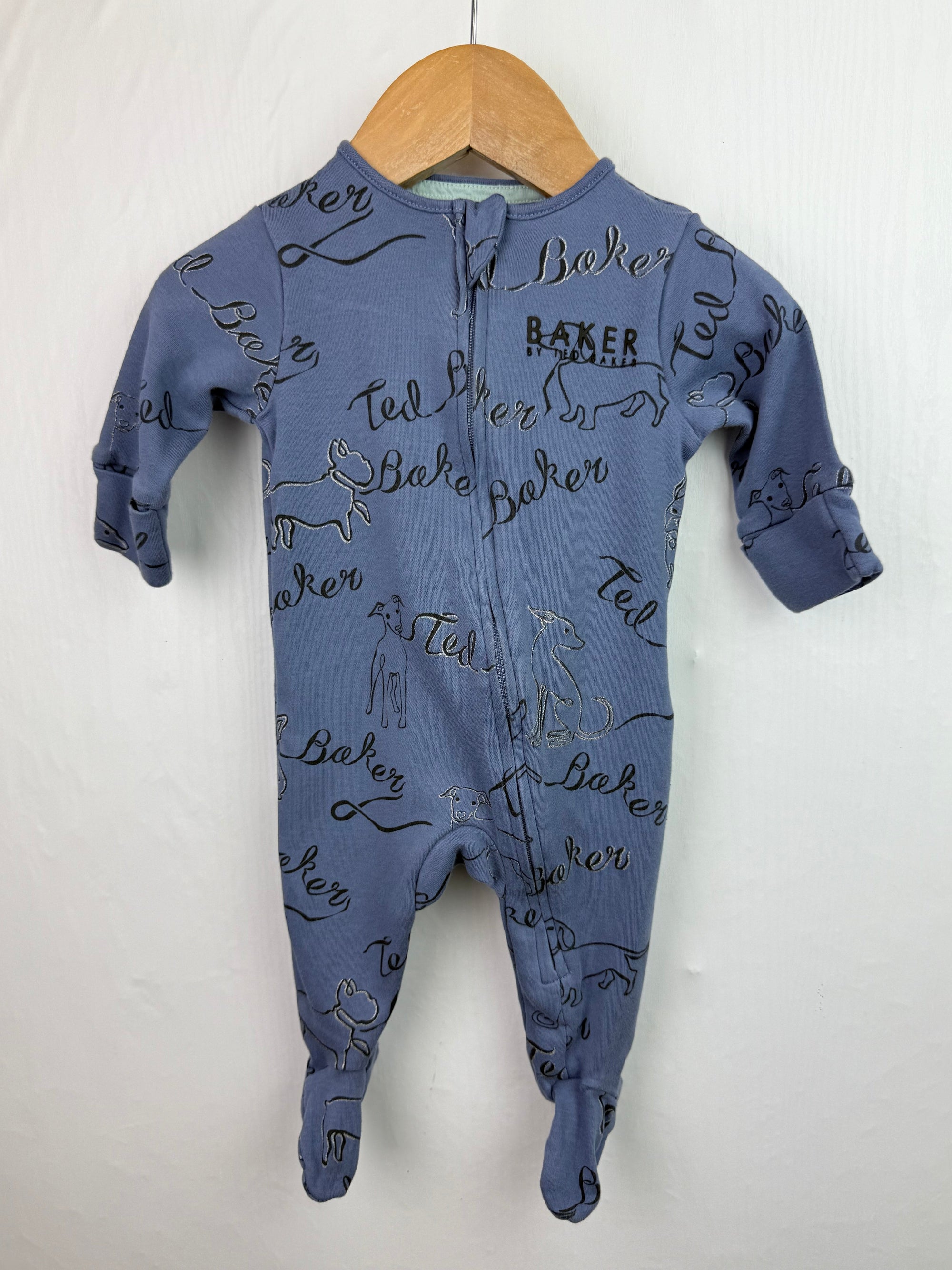 Ted Baker Blue Sleepsuit - Boys 0 - 3 Months - Little Ones Preloved. Second Hand Children's & Preloved Baby, Kids, Girls & Boys Clothes. UK online