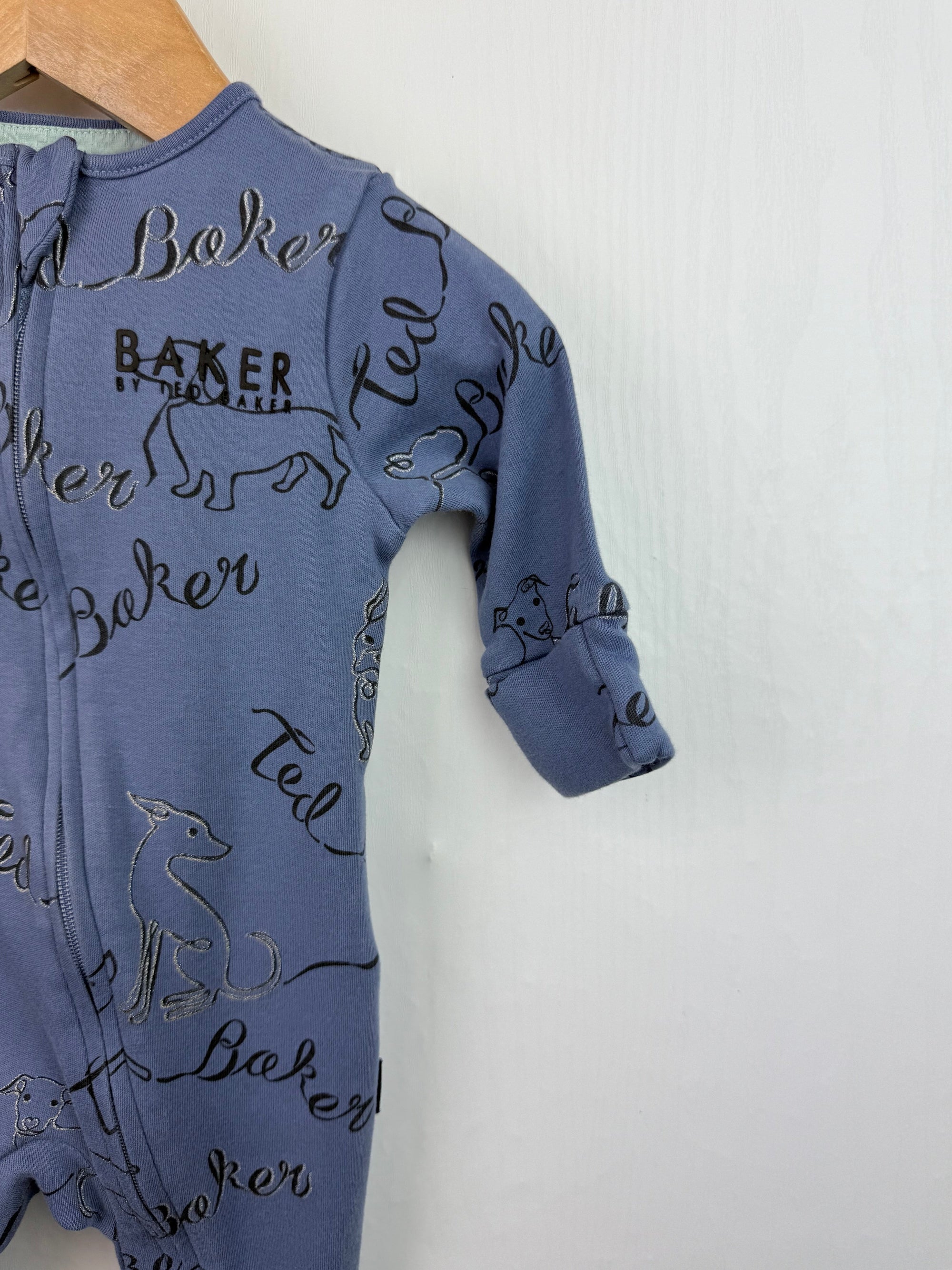 Ted Baker Blue Sleepsuit - Boys 0 - 3 Months - Little Ones Preloved. Second Hand Children's & Preloved Baby, Kids, Girls & Boys Clothes. UK online