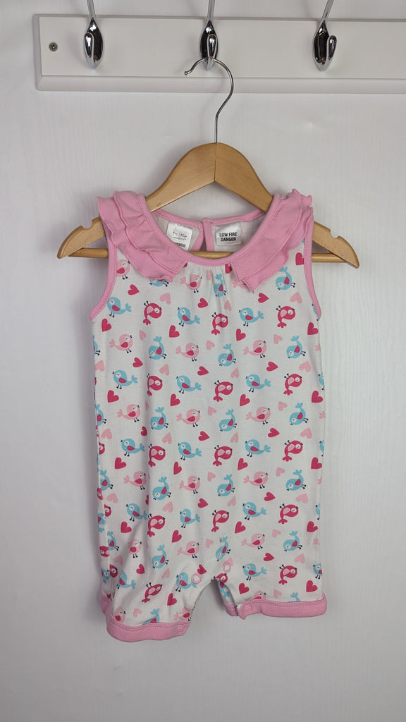 Tiny Little Wonders Pink Birds & Hearts Romper - Girls 6-12 Months Little Ones Preloved Used, Preloved, Preworn & Second Hand Baby, Kids & Children's Clothing UK Online. Cheap affordable. Brands including Next, Joules, Nutmeg Morrisons, TU, F&F, H&M.