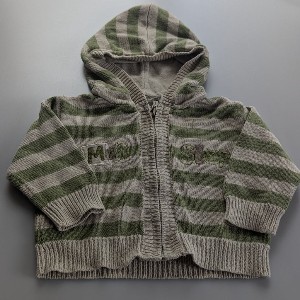 Tiny Ted Green Stripe Cardigan - Boys 3-6 Months Tiny Ted Used, Preloved, Preworn Baby, Girls & Boys Clothes. Kids & Children's second hand Clothing UK Online. Cheap affordable. Brands including Next, Joules, Nutmeg Morrisons, TU, F&F, H&M.