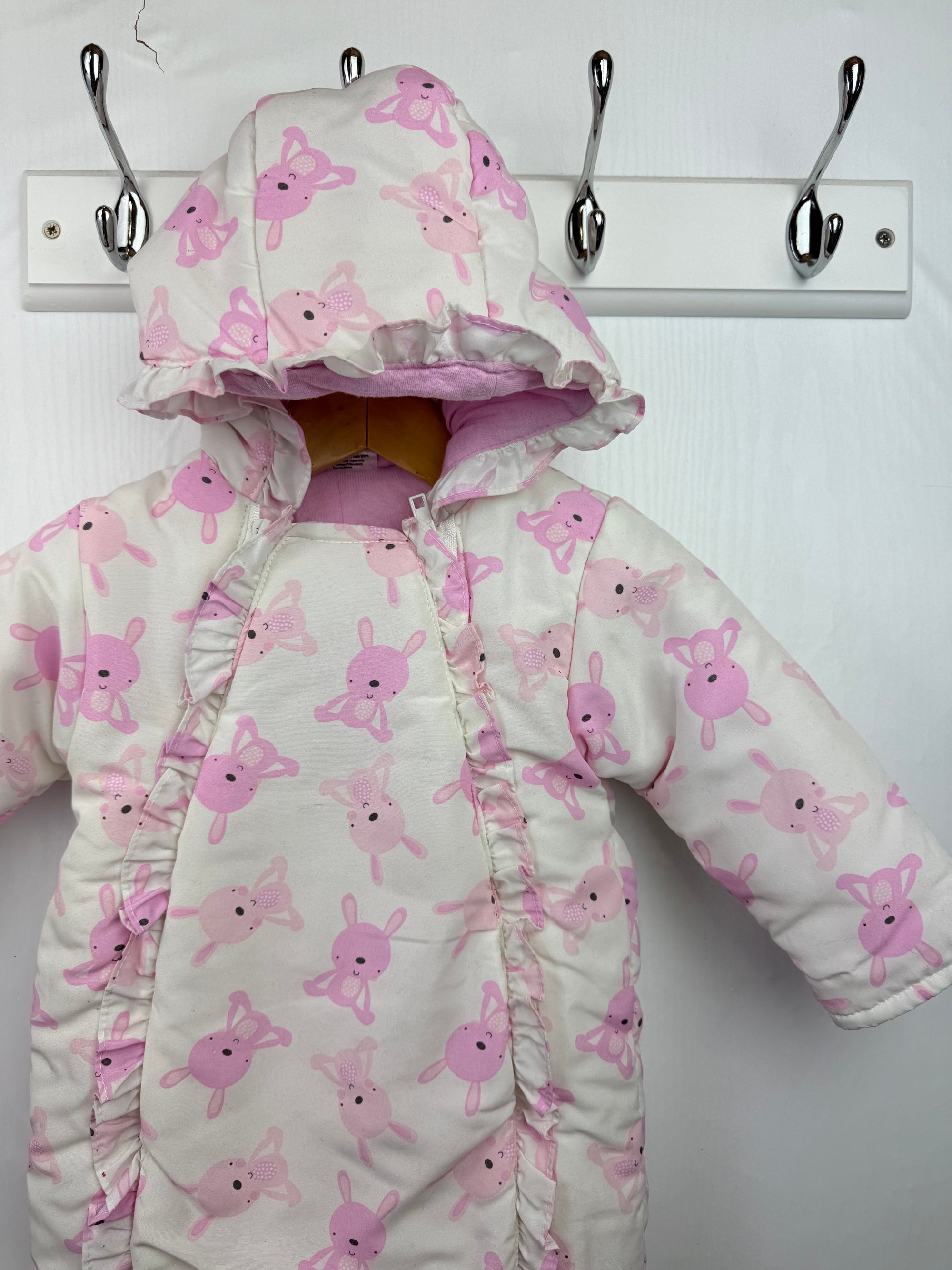 TJM Pink Bunny Pramsuit - Girls 3 - 6 Months - Little Ones Preloved. Second Hand Children's & Preloved Baby, Kids, Girls & Boys Clothes. UK online
