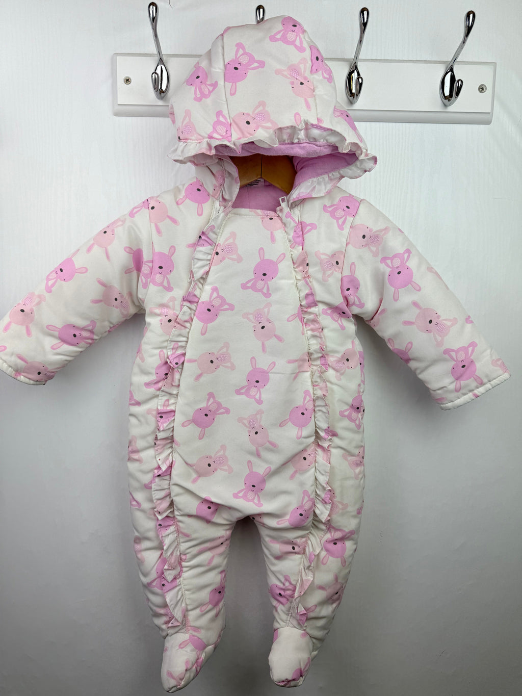 TJM Pink Bunny Pramsuit - Girls 3 - 6 Months - Little Ones Preloved. Second Hand Children's & Preloved Baby, Kids, Girls & Boys Clothes. UK online