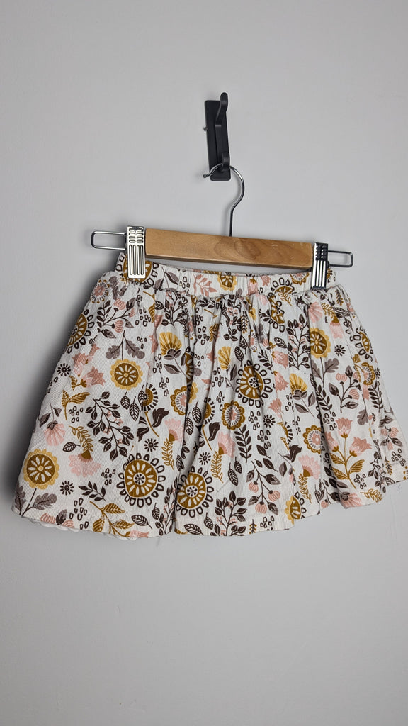 TJX Floral Lined Cord Skirt - Girls 3-4 Years Little Ones Preloved Used, Preloved, Preworn & Second Hand Baby, Kids & Children's Clothing UK Online. Cheap affordable. Brands including Next, Joules, Nutmeg Morrisons, TU, F&F, H&M.