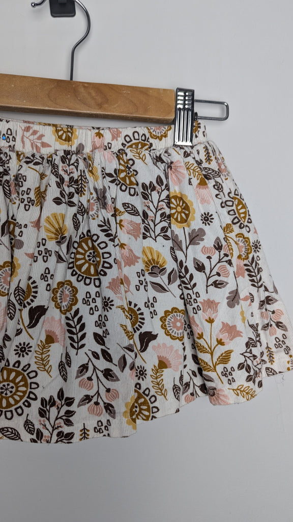 TJX Floral Lined Cord Skirt - Girls 3-4 Years Little Ones Preloved Used, Preloved, Preworn & Second Hand Baby, Kids & Children's Clothing UK Online. Cheap affordable. Brands including Next, Joules, Nutmeg Morrisons, TU, F&F, H&M.