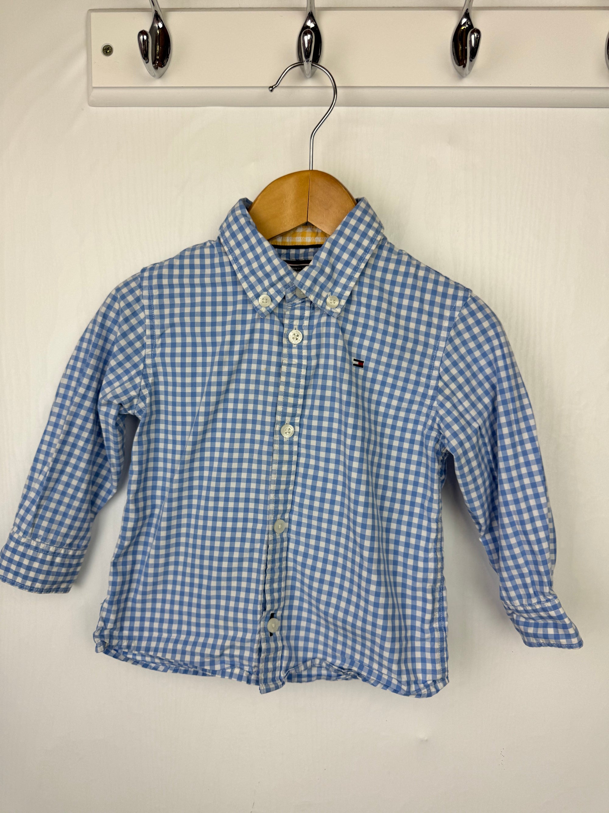 Tommy Hilfiger Blue Checked Shirt - Boys 9 - 12 Months - Little Ones Preloved. Second Hand Children's & Preloved Baby, Kids, Girls & Boys Clothes. UK online