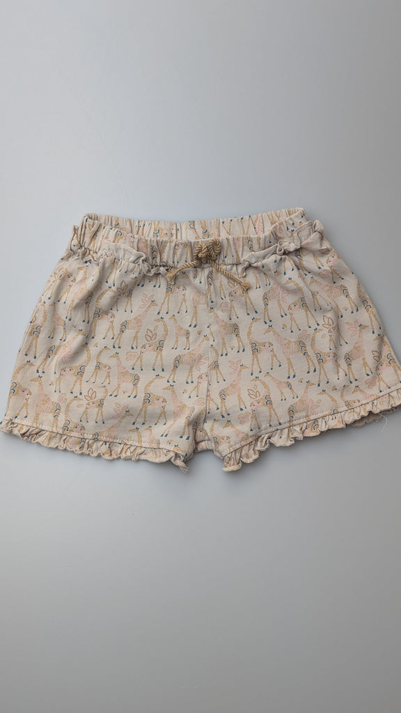 TU Beige Giraffe Shorts - Girls 2-3 Years Little Ones Preloved Used, Preloved, Preworn Baby, Girls & Boys Clothes. Kids & Children's second hand Clothing UK Online. Cheap affordable. Brands including Next, Joules, Nutmeg Morrisons, TU, F&F, H&M.