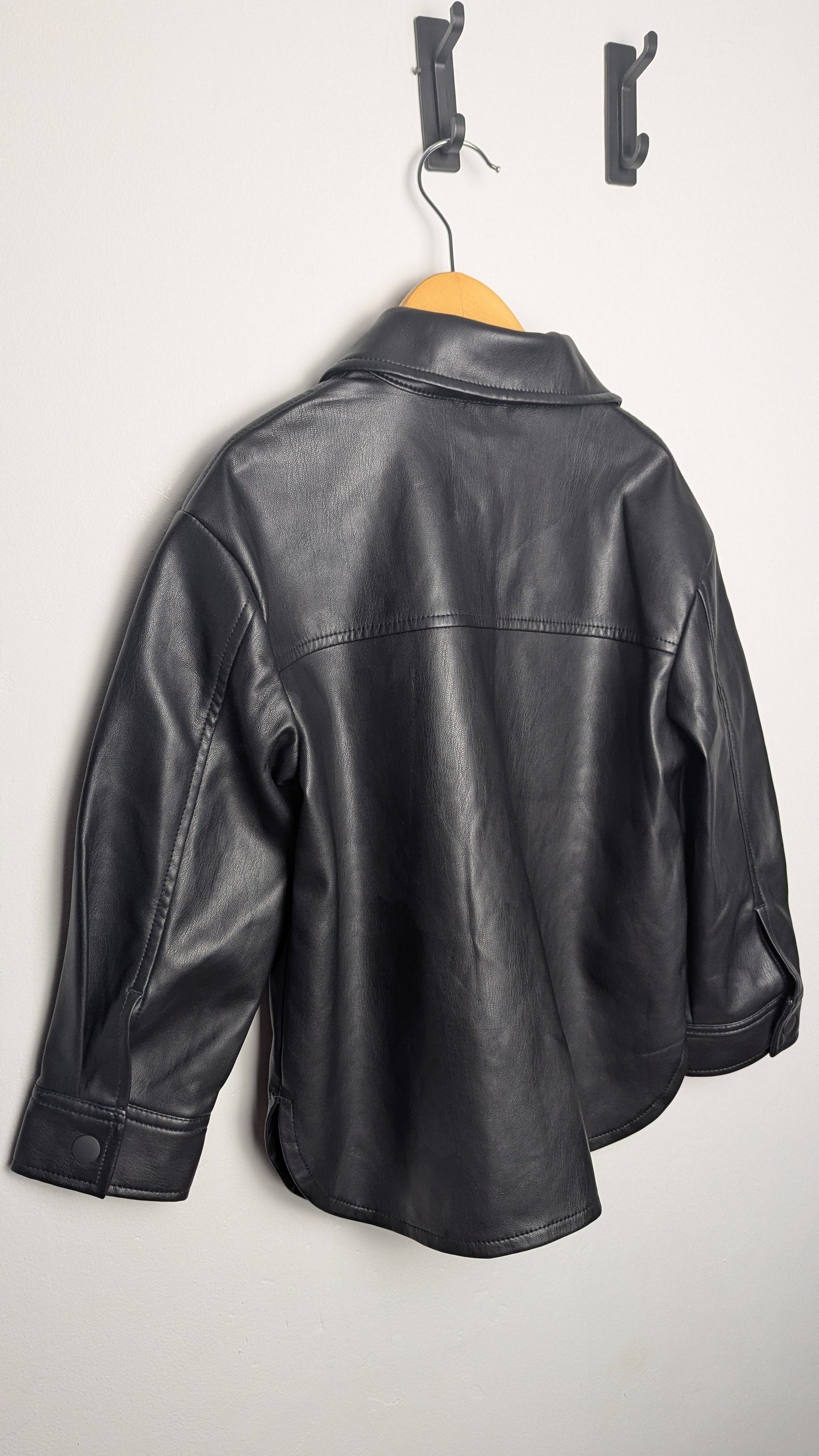 TU Black Pleather Popper Jacket - Unisex 6 Years - Little Ones Preloved. Second Hand Children's & Preloved Baby, Kids, Girls & Boys Clothes. UK online