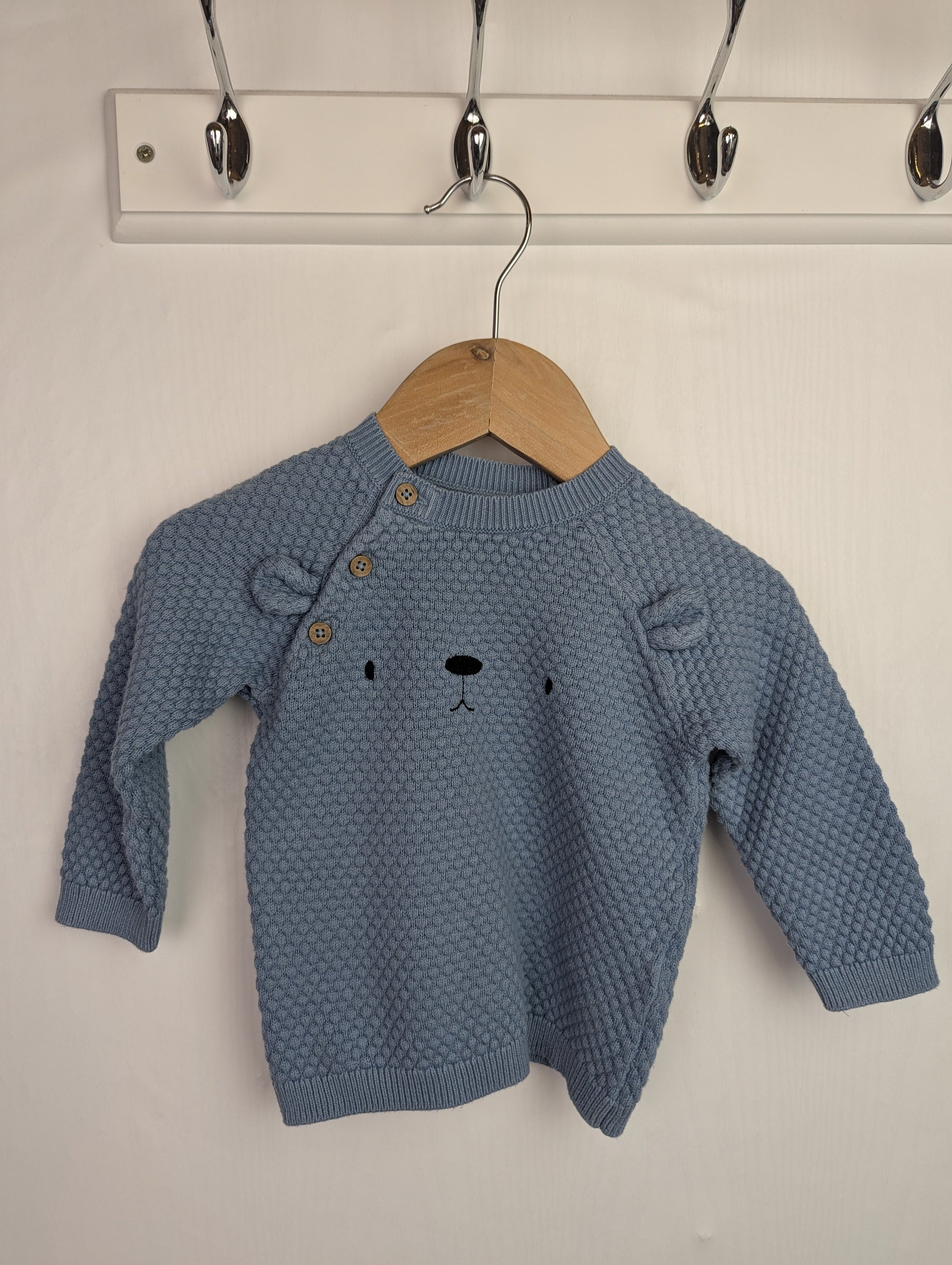 TU Blue Bear Knit Jumper - Baby Boys 3 - 6 Months - Little Ones Preloved. Second Hand Children's & Preloved Baby, Kids, Girls & Boys Clothes. UK online