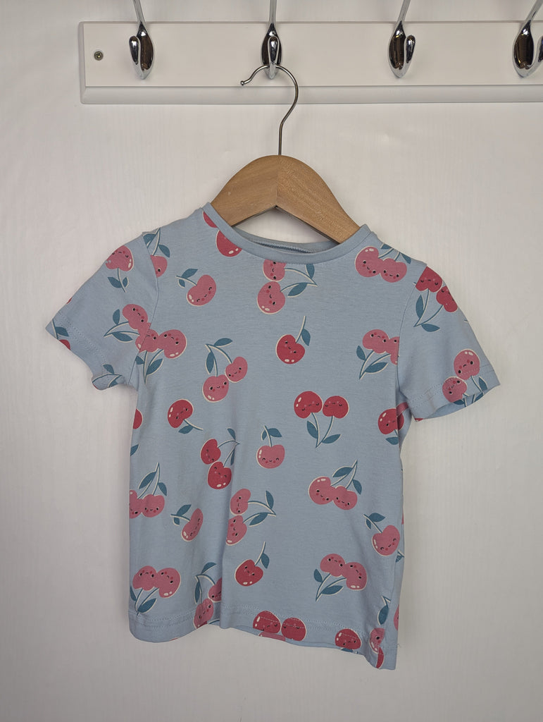 TU Blue Cherry Pyjama Top - Girls 2-3 Years Little Ones Preloved Used, Preloved, Preworn Baby, Girls & Boys Clothes. Kids & Children's second hand Clothing UK Online. Cheap affordable. Brands including Next, Joules, Nutmeg Morrisons, TU, F&F, H&M.