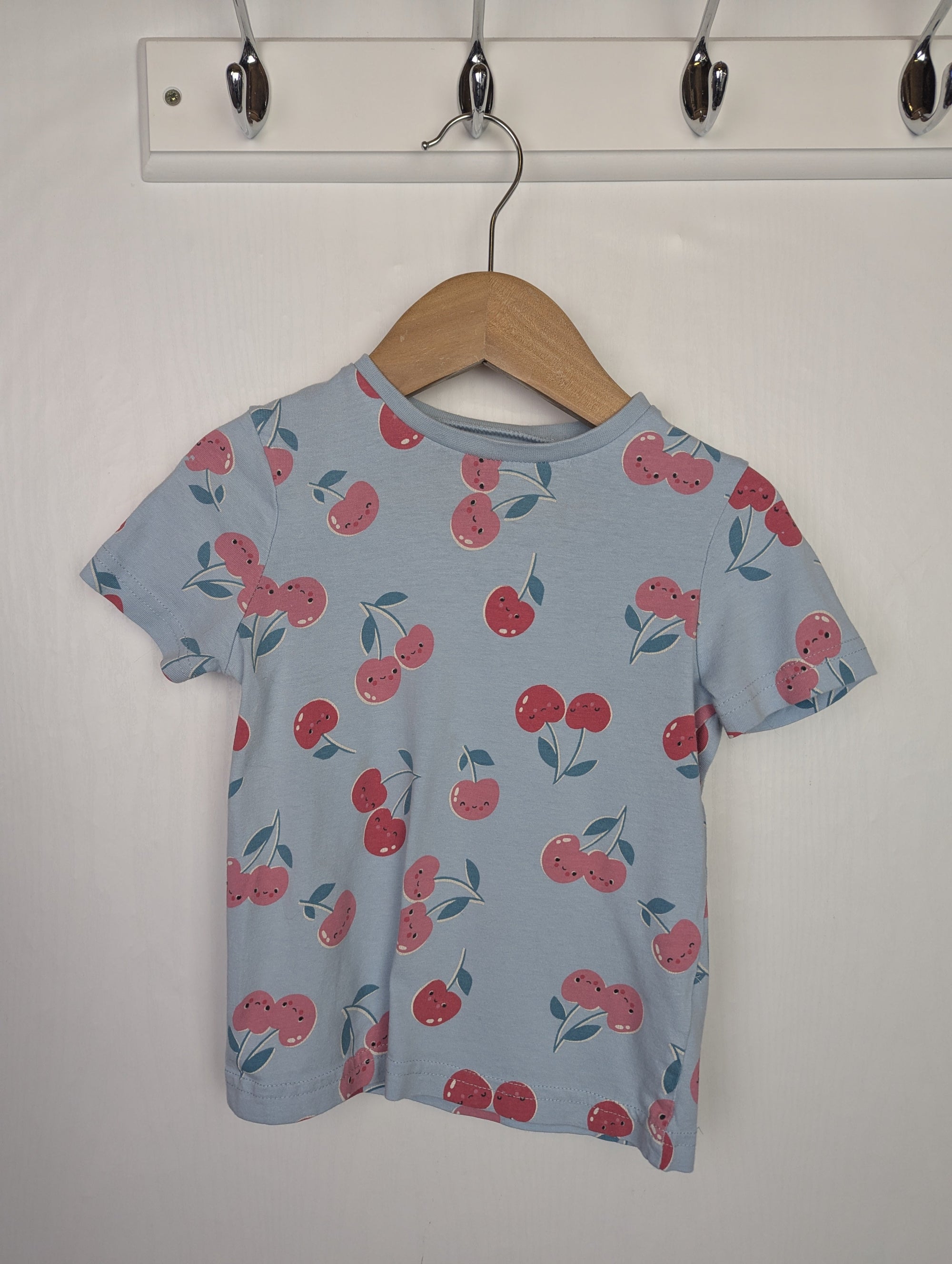 TU Blue Cherry Pyjama Top - Girls 2 - 3 Years - Little Ones Preloved. Second Hand Children's & Preloved Baby, Kids, Girls & Boys Clothes. UK online