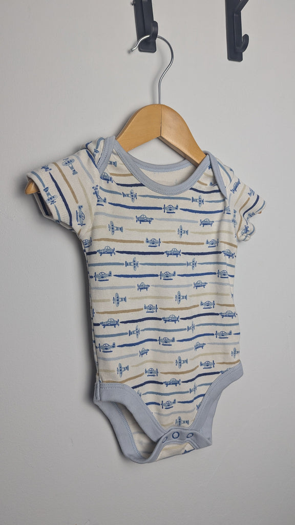 TU Blue Plane Bodysuit - Boys 3-6 Months Little Ones Preloved Used, Preloved, Preworn & Second Hand Baby, Kids & Children's Clothing UK Online. Cheap affordable. Brands including Next, Joules, Nutmeg Morrisons, TU, F&F, H&M.