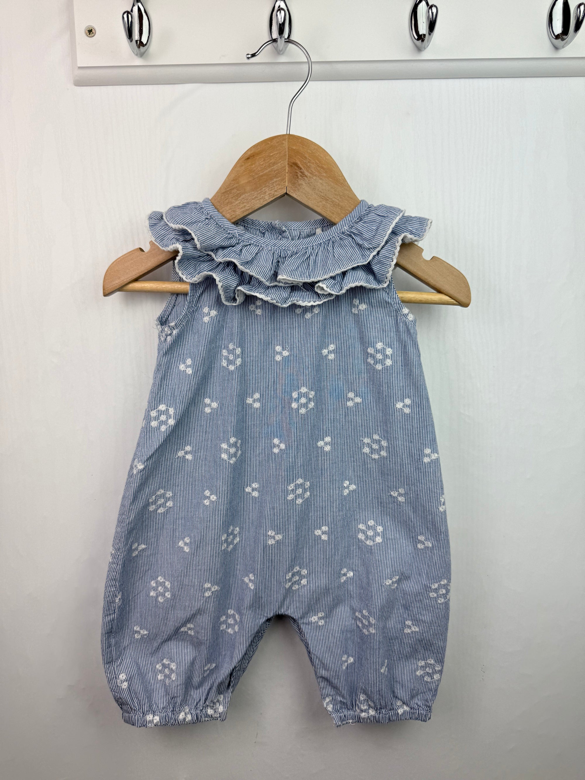 TU Blue Striped Floral Romper - Baby Girls 0 - 3 Months - Little Ones Preloved. Second Hand Children's & Preloved Baby, Kids, Girls & Boys Clothes. UK online