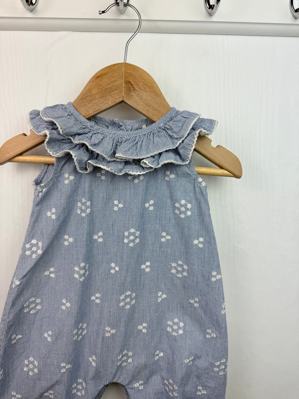 TU Blue Striped Floral Romper - Baby Girls 0 - 3 Months - Little Ones Preloved. Second Hand Children's & Preloved Baby, Kids, Girls & Boys Clothes. UK online