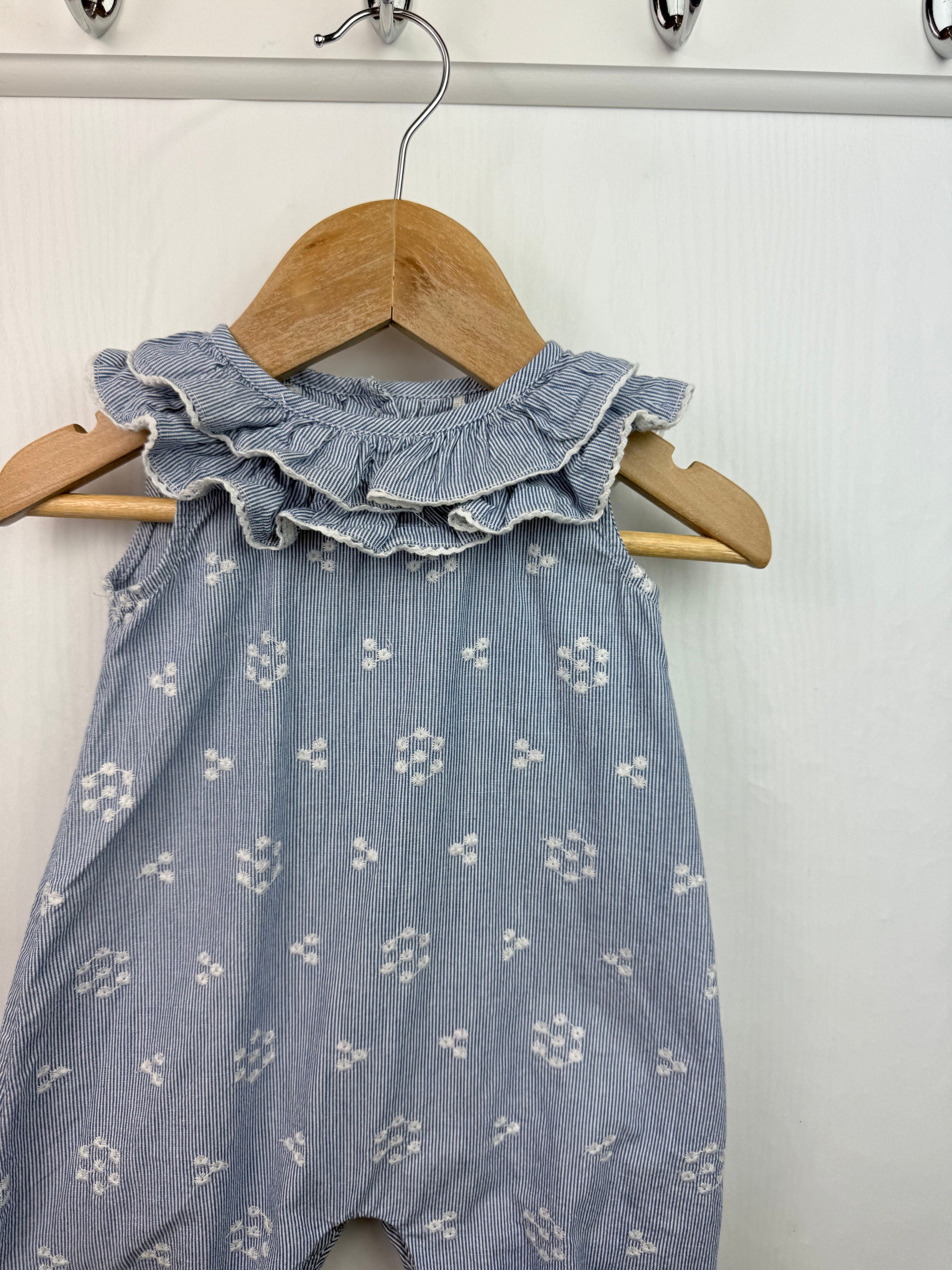 TU Blue Striped Floral Romper - Baby Girls 0 - 3 Months - Little Ones Preloved. Second Hand Children's & Preloved Baby, Kids, Girls & Boys Clothes. UK online