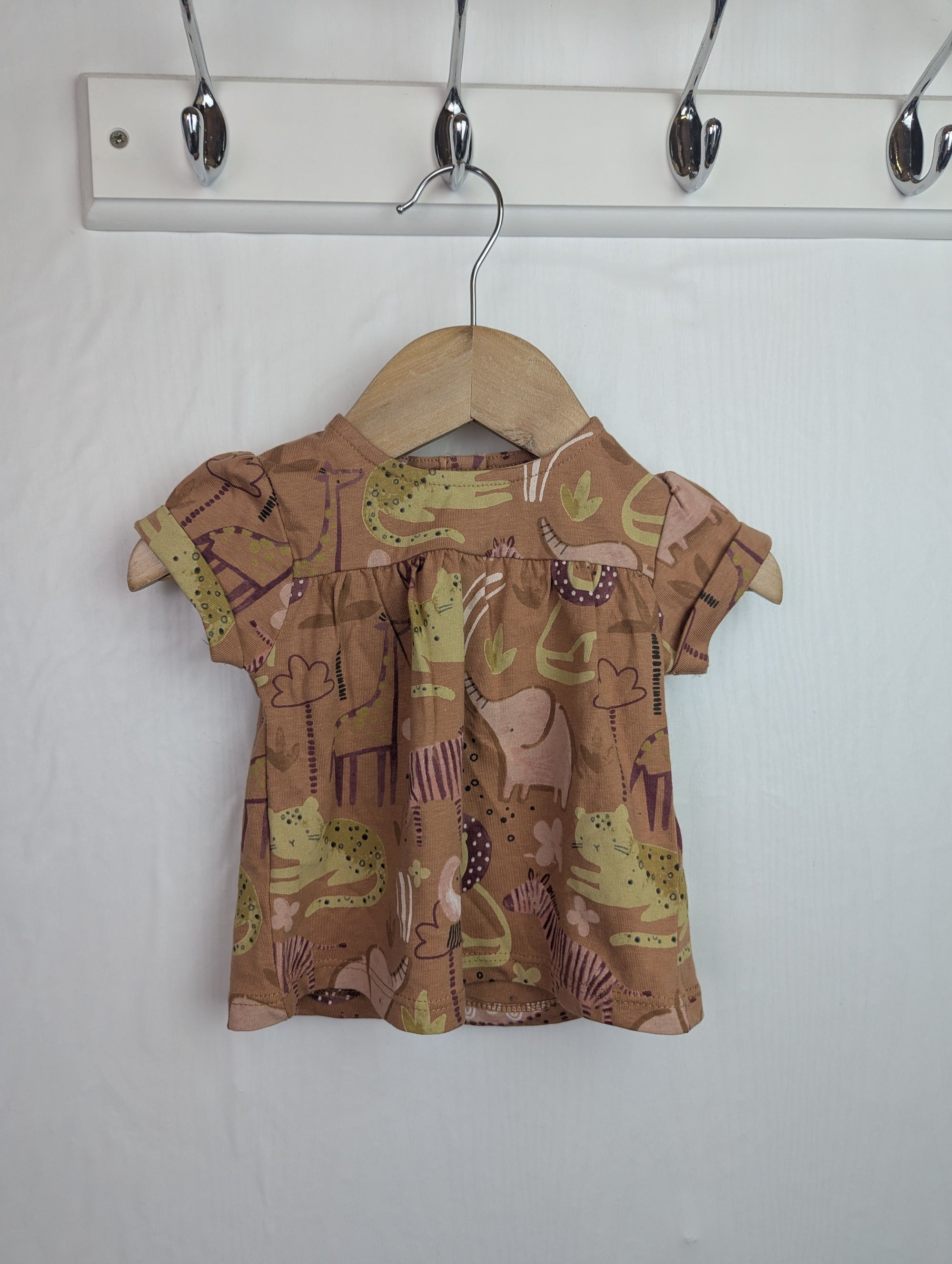TU Brown Animals Top - Baby Girls 3 - 6 Months - Little Ones Preloved. Second Hand Children's & Preloved Baby, Kids, Girls & Boys Clothes. UK online