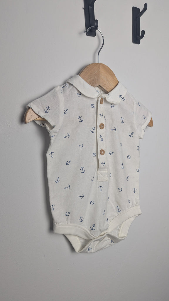 TU Cotton & Linen Anchor Bodysuit - Boys 0-3 Months Little Ones Preloved Used, Preloved, Preworn Baby, Girls & Boys Clothes. Kids & Children's second hand Clothing UK Online. Cheap affordable. Brands including Next, Joules, Nutmeg Morrisons, TU, F&F, H&M.