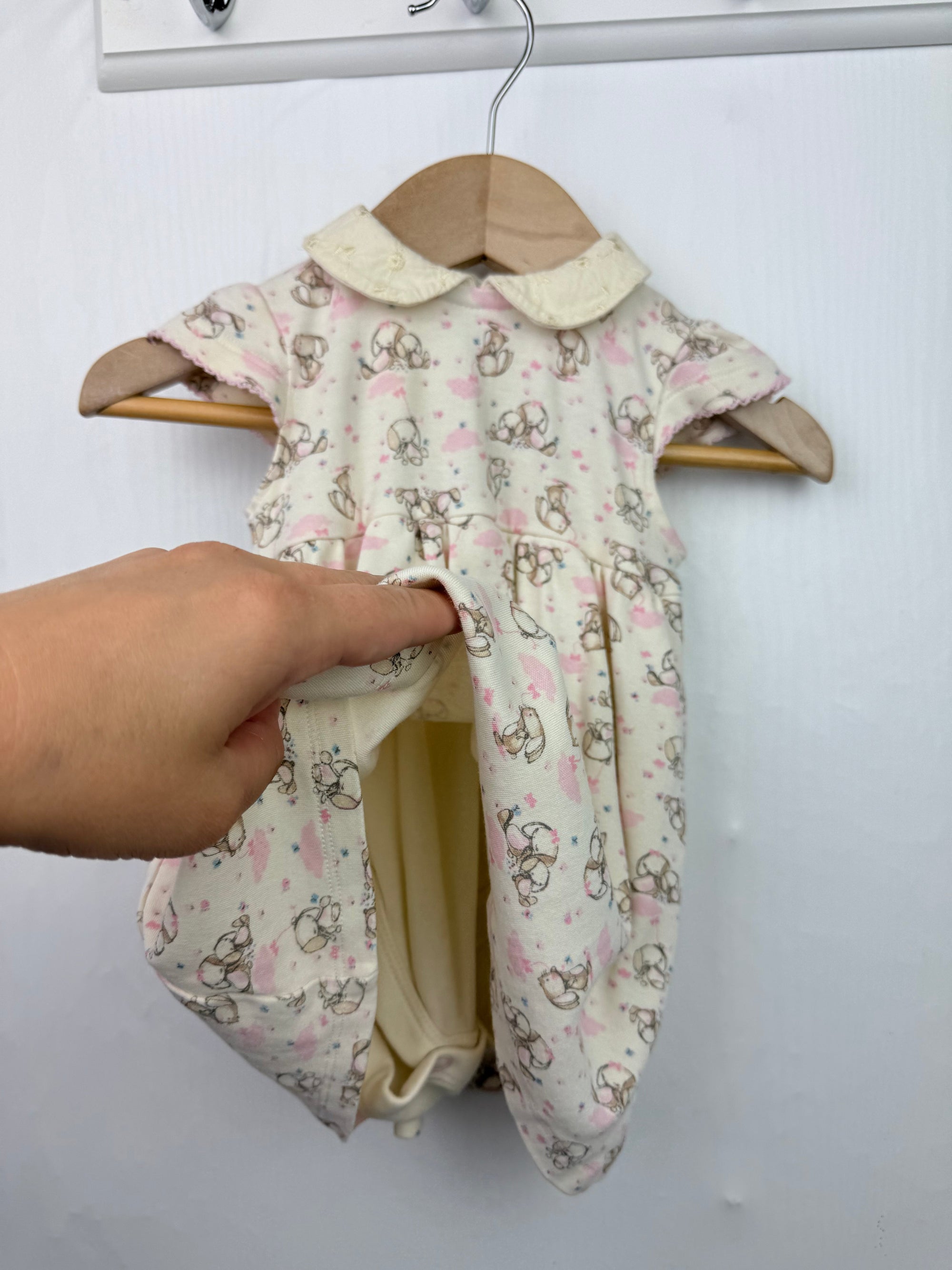 TU Cream & Pink Bunny Bodysuit Dress - Baby Girls 3 - 6 Months - Little Ones Preloved. Second Hand Children's & Preloved Baby, Kids, Girls & Boys Clothes. UK online