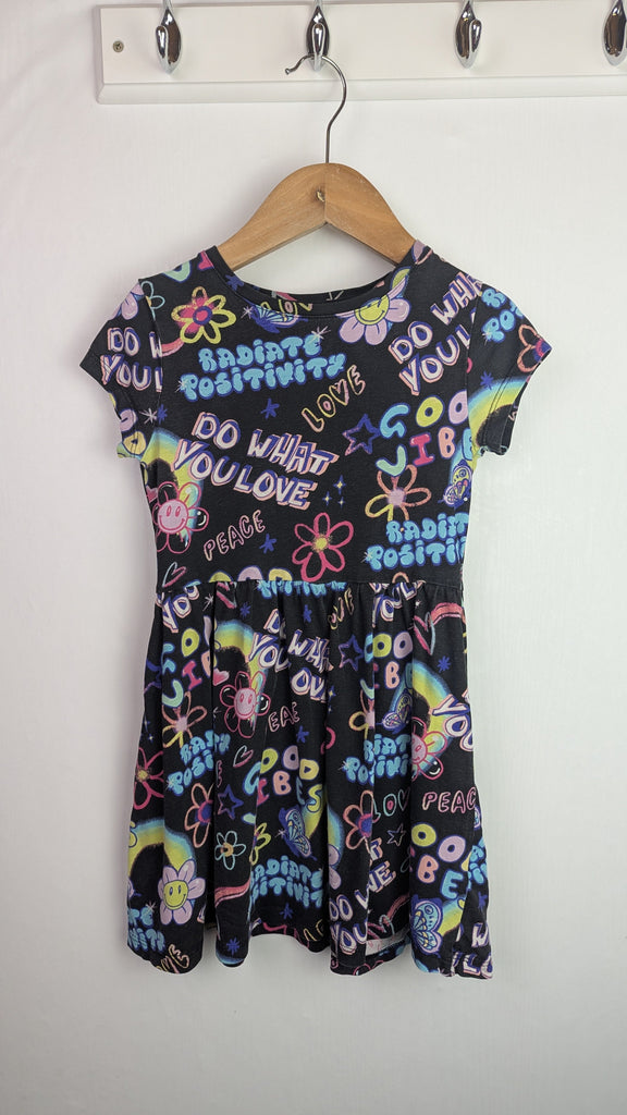 TU Dark Floral Grafitti Dress - Girls 5 Years Little Ones Preloved Used, Preloved, Preworn Baby, Girls & Boys Clothes. Kids & Children's second hand Clothing UK Online. Cheap affordable. Brands including Next, Joules, Nutmeg Morrisons, TU, F&F, H&M.