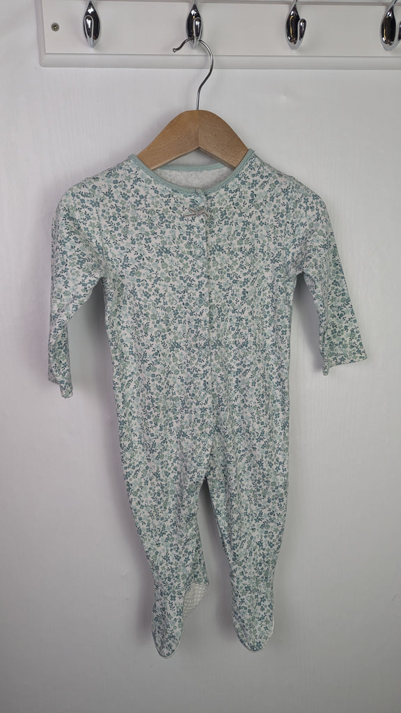 TU Green Floral Sleepsuit - Girls 6-9 Months Little Ones Preloved Used, Preloved, Preworn Baby, Girls & Boys Clothes. Kids & Children's second hand Clothing UK Online. Cheap affordable. Brands including Next, Joules, Nutmeg Morrisons, TU, F&F, H&M.