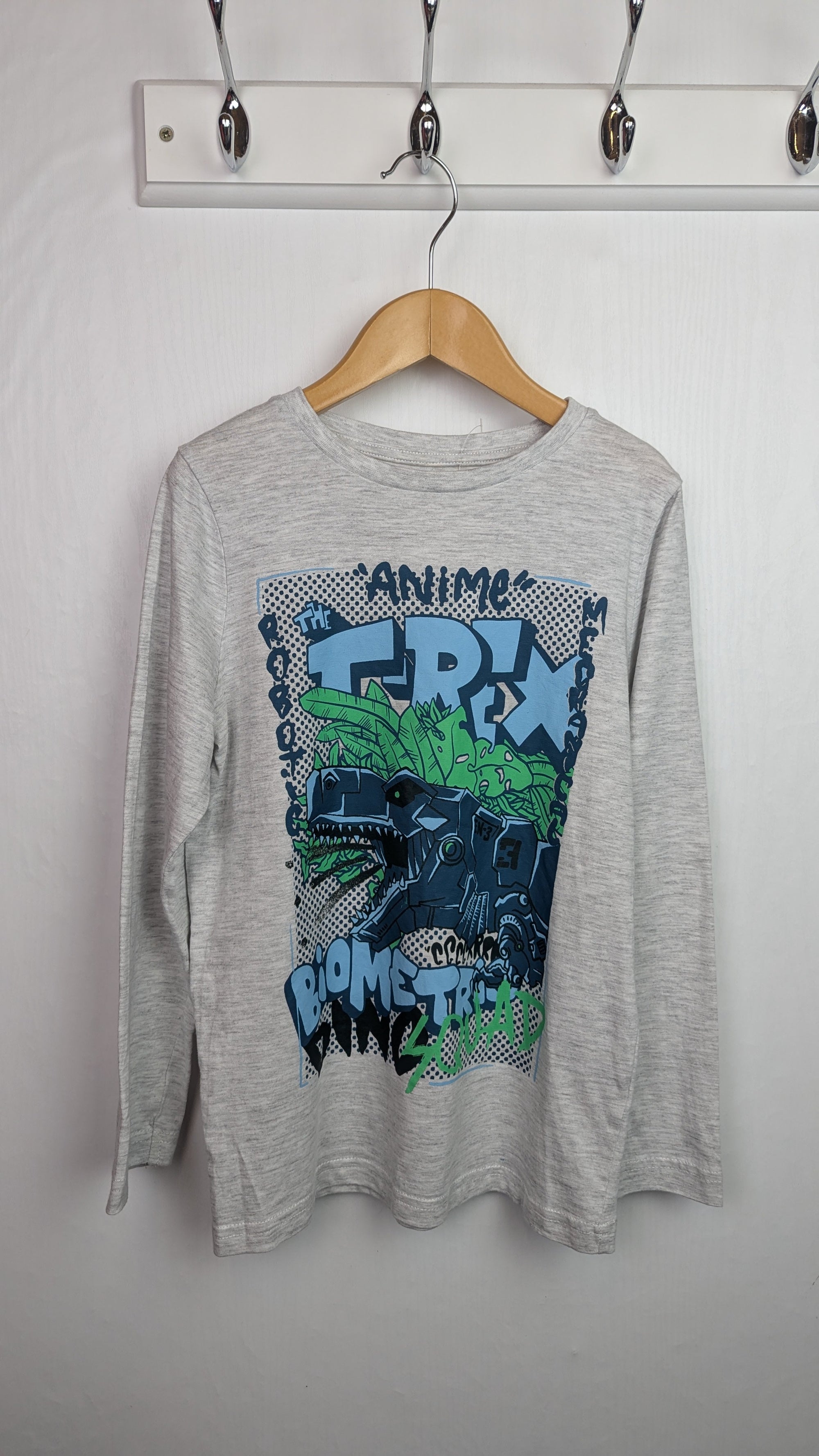 TU Grey Dinosaur Long Sleeve Top - Boys 7 Years - Little Ones Preloved. Second Hand Children's & Preloved Baby, Kids, Girls & Boys Clothes. UK online