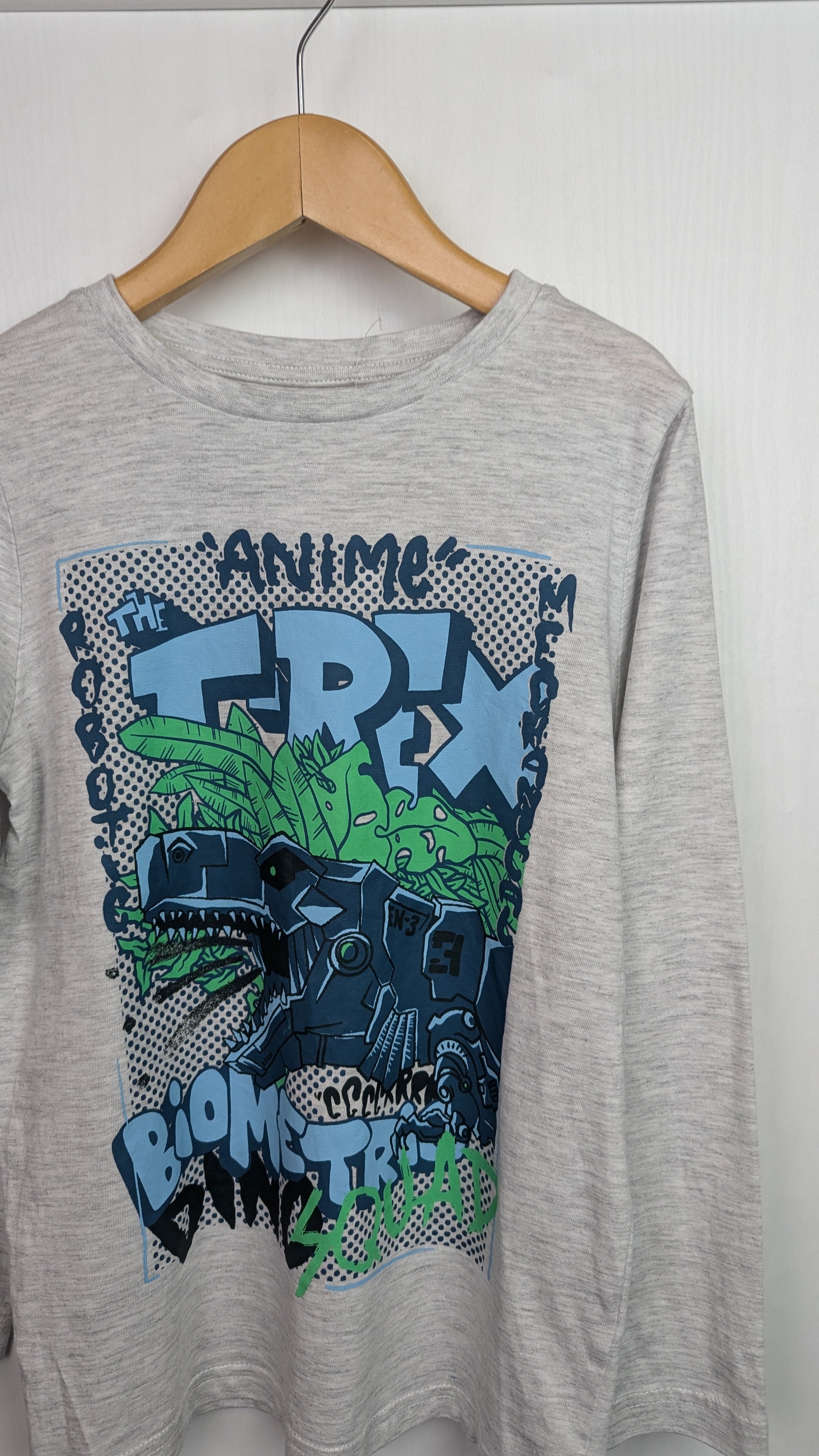 TU Grey Dinosaur Long Sleeve Top - Boys 7 Years - Little Ones Preloved. Second Hand Children's & Preloved Baby, Kids, Girls & Boys Clothes. UK online