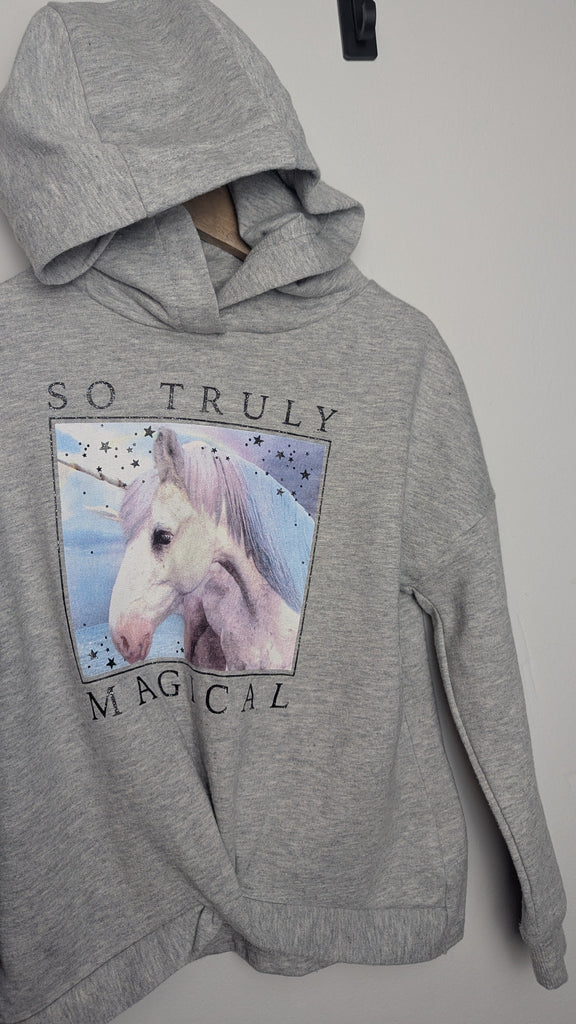 TU Grey 'Magical' Unicorn Hoodie - Girls 5 Years Little Ones Preloved Used, Preloved, Preworn & Second Hand Baby, Kids & Children's Clothing UK Online. Cheap affordable. Brands including Next, Joules, Nutmeg Morrisons, TU, F&F, H&M.