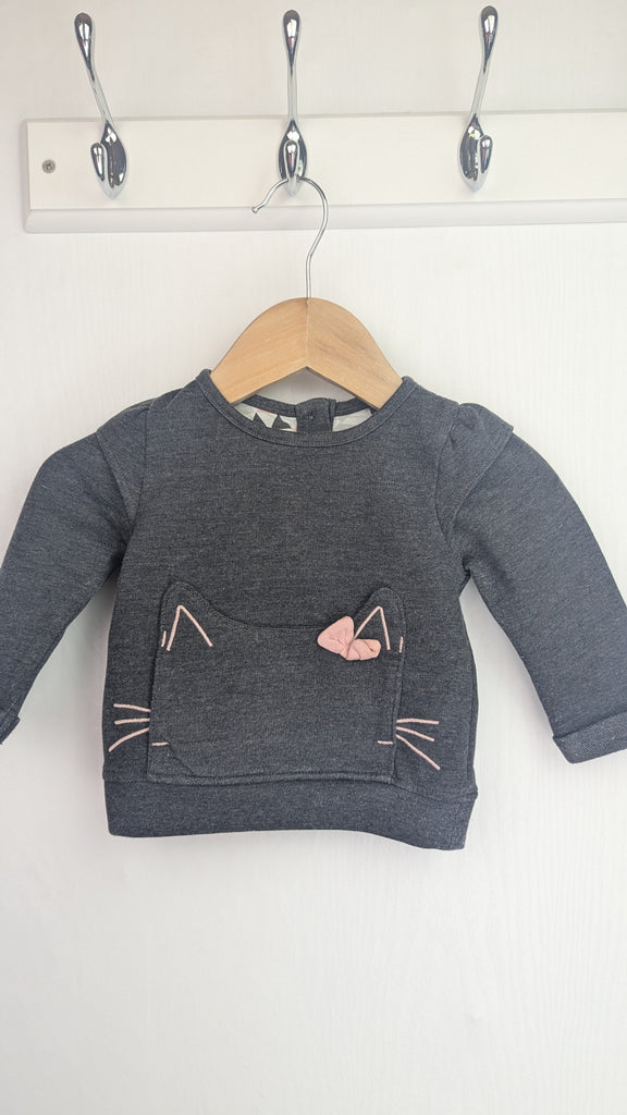 TU Grey & Pink Kitty Jumper - Baby Girls 0-3 Months TU Used, Preloved, Preworn & Second Hand Baby, Kids & Children's Clothing UK Online. Cheap affordable. Brands including Next, Joules, Nutmeg Morrisons, TU, F&F, H&M.